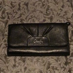 Black leather trifold wallet